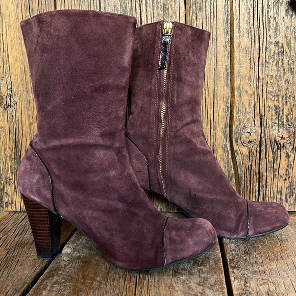 Banana Republic Swede booties, burgundy color. - Picture 1 of 4